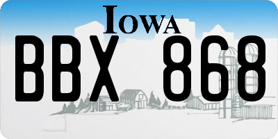 IA license plate BBX868