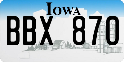 IA license plate BBX870