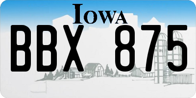 IA license plate BBX875