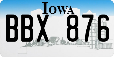 IA license plate BBX876