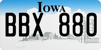 IA license plate BBX880