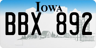 IA license plate BBX892