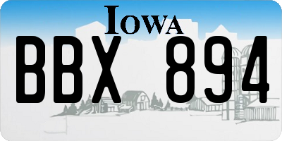 IA license plate BBX894