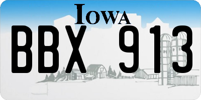 IA license plate BBX913