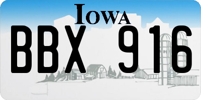 IA license plate BBX916