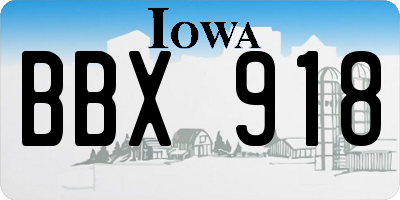 IA license plate BBX918