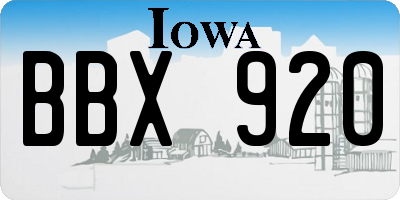 IA license plate BBX920