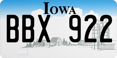 IA license plate BBX922