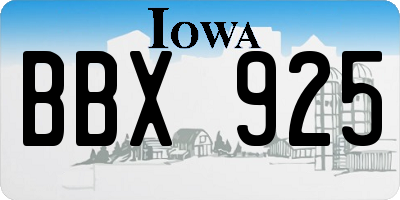 IA license plate BBX925