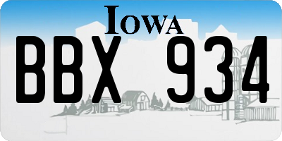 IA license plate BBX934