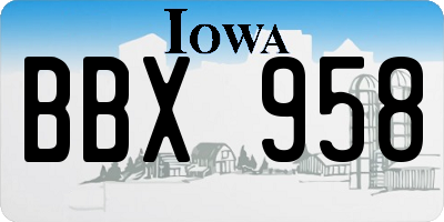 IA license plate BBX958