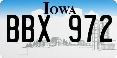 IA license plate BBX972