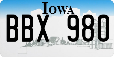 IA license plate BBX980