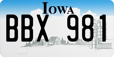 IA license plate BBX981