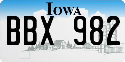 IA license plate BBX982