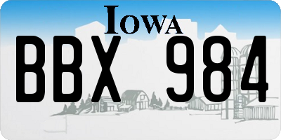 IA license plate BBX984