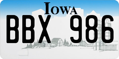 IA license plate BBX986