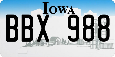 IA license plate BBX988