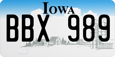 IA license plate BBX989
