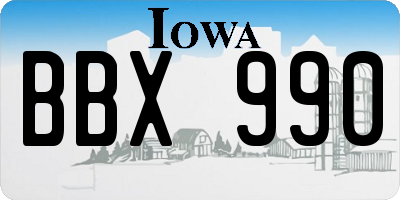 IA license plate BBX990