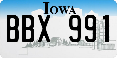 IA license plate BBX991