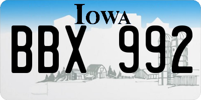 IA license plate BBX992