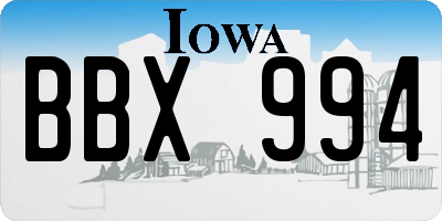 IA license plate BBX994