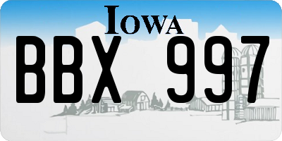 IA license plate BBX997