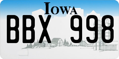 IA license plate BBX998