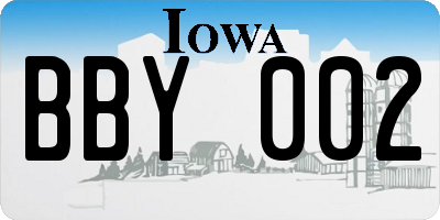 IA license plate BBY002