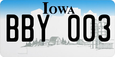 IA license plate BBY003