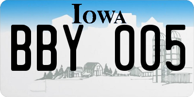 IA license plate BBY005