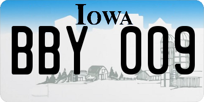 IA license plate BBY009