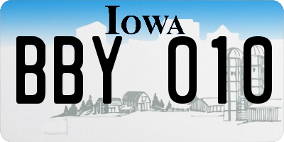 IA license plate BBY010