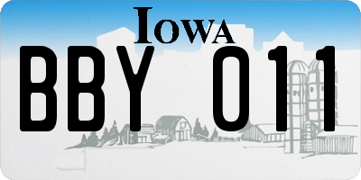 IA license plate BBY011