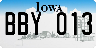 IA license plate BBY013