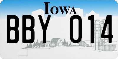 IA license plate BBY014