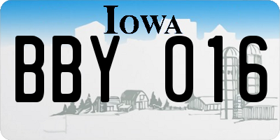 IA license plate BBY016