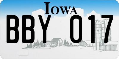 IA license plate BBY017