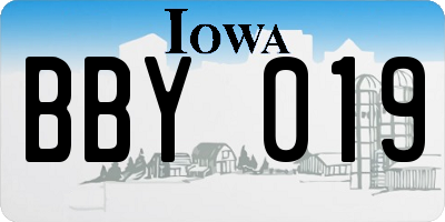 IA license plate BBY019