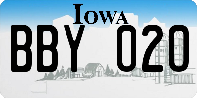 IA license plate BBY020