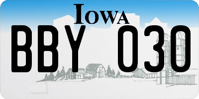 IA license plate BBY030