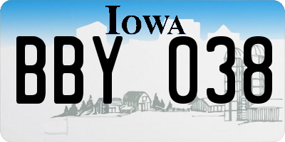 IA license plate BBY038