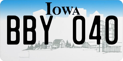 IA license plate BBY040