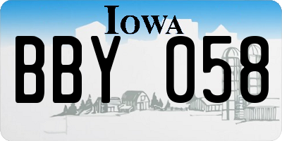 IA license plate BBY058