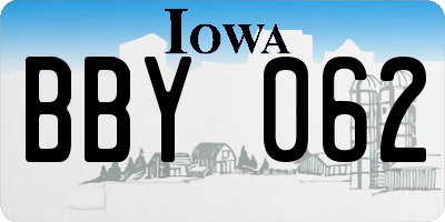 IA license plate BBY062