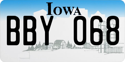 IA license plate BBY068
