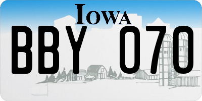 IA license plate BBY070