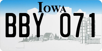 IA license plate BBY071