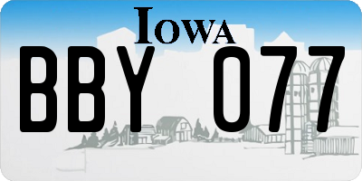 IA license plate BBY077
